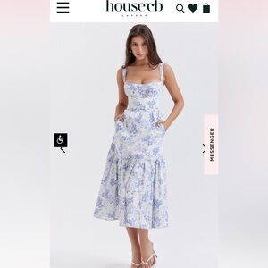 House of CB London Elia Blue Print Midi Sundress (size s) WITH TAGS